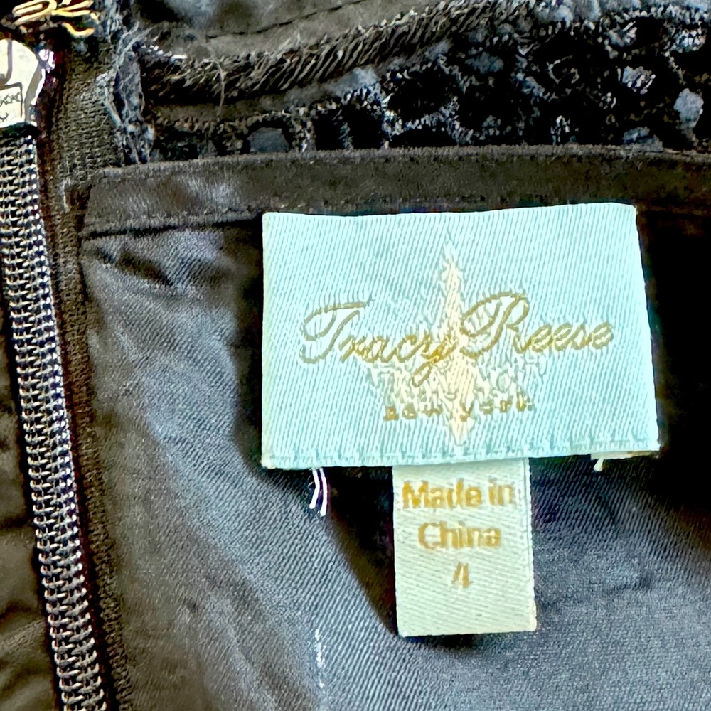 Tracey Reese Black Eyelet Cocktail Dress - Sz: 4 - Picture 2 of 8